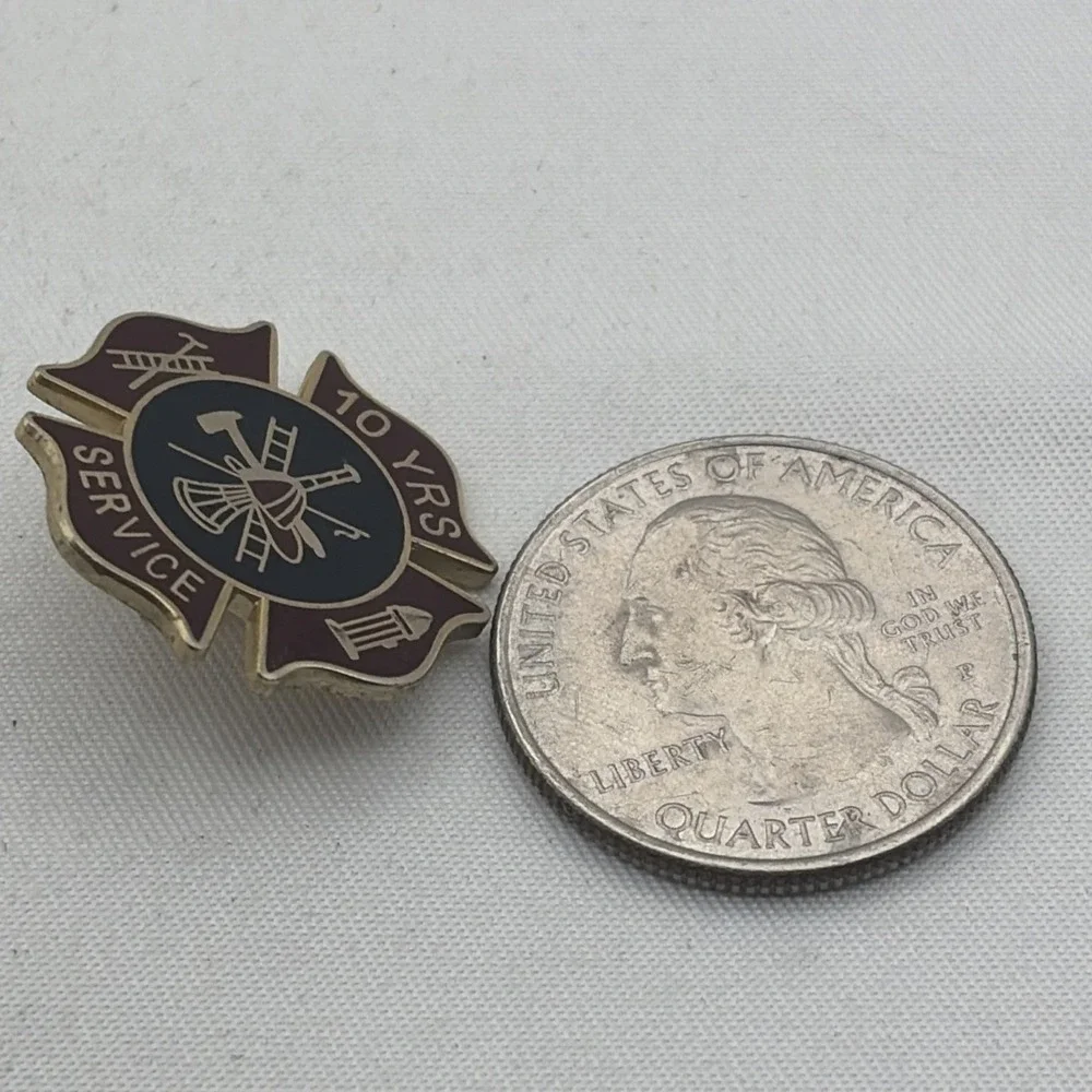 Fire Fighter 10 Years Of Service Award Lapel Hat Pin